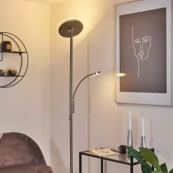 Lampadaire Wonsbek LED Nickel mat, 2 lumières