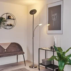 Lampadaire Wonsbek LED Nickel mat, 2 lumières