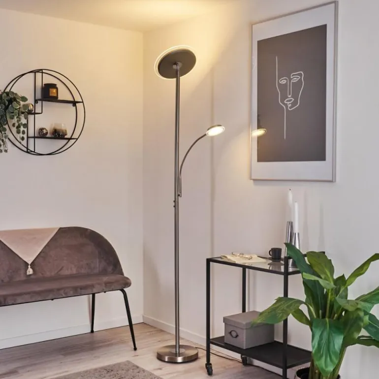 Lampadaire Wonsbek LED Nickel mat, 2 lumières