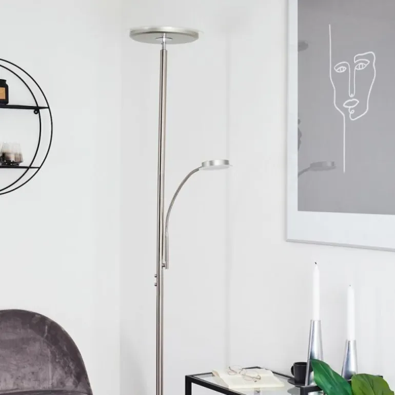 Lampadaire Wonsbek LED Nickel mat, 2 lumières