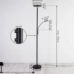 Lampadaire Wonsbek LED Noir, 2 lumières