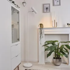 Lampadaire Zuoz Chrome, Blanc, 1 lumière