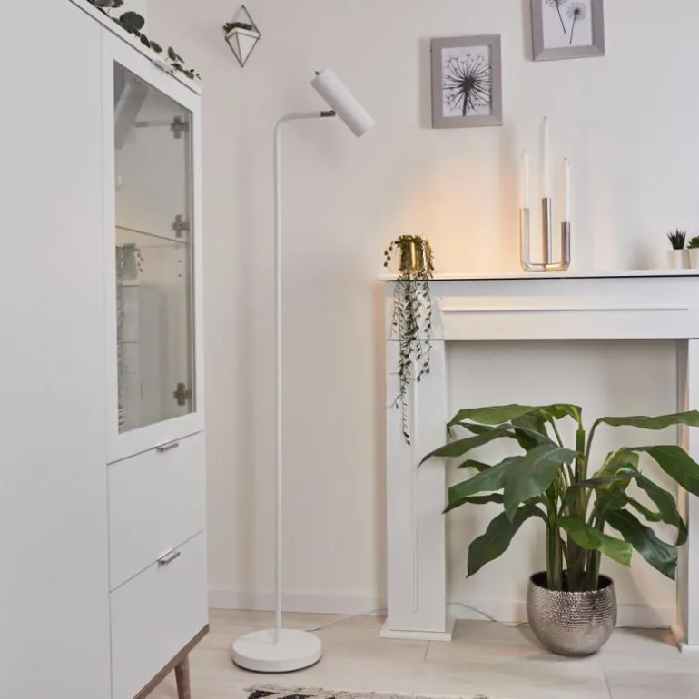 Lampadaire Zuoz Chrome, Blanc, 1 lumière