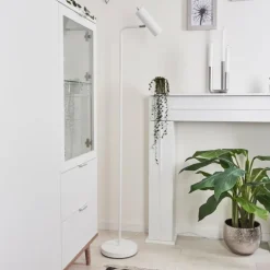 Lampadaire Zuoz Chrome, Blanc, 1 lumière