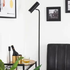 Lampadaire Zuoz Chrome, Noir, 1 lumière