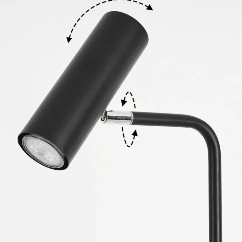 Lampadaire Zuoz Chrome, Noir, 1 lumière
