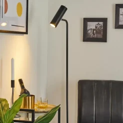 Lampadaire Zuoz Chrome, Noir, 1 lumière