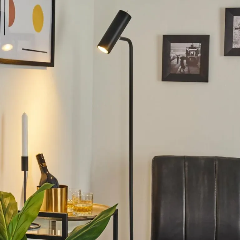Lampadaire Zuoz Chrome, Noir, 1 lumière