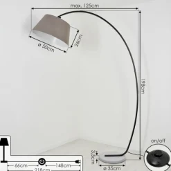 Lampe à arc Sagu Gris, Noir, 1 lumière