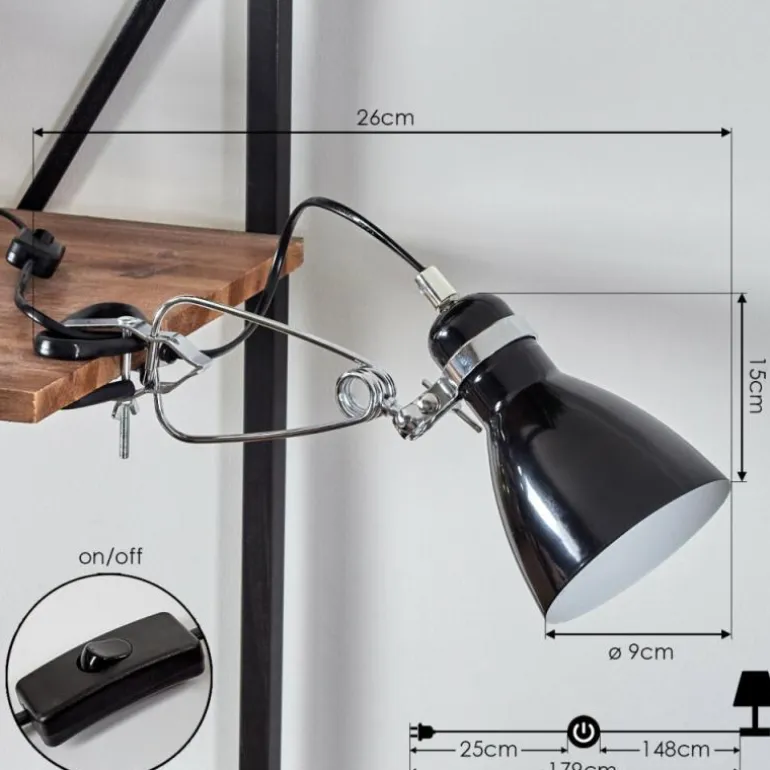 lampe â clipper Brienz Chrome, Noir, 1 lumière