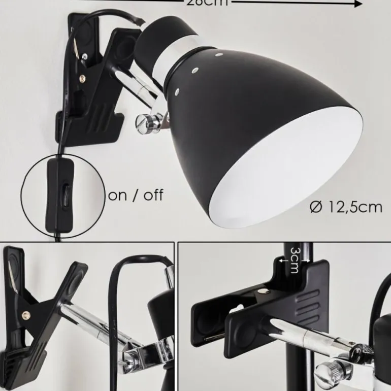 Lampe à pince Stranderott Chrome, Noir, 1 lumière