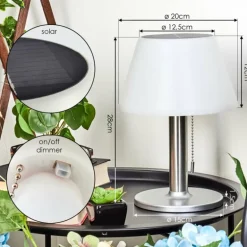 Lampe à poser Alcudia Solar LED Nickel mat, 10 lumières