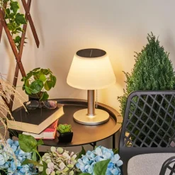 Lampe à poser Alcudia Solar LED Nickel mat, 10 lumières