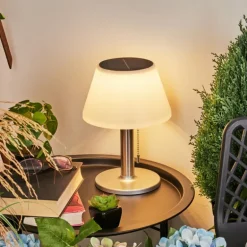 Lampe à poser Alcudia Solar LED Nickel mat, 10 lumières