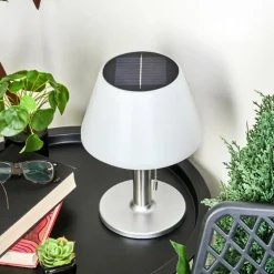 Lampe à poser Alcudia Solar LED Nickel mat, 10 lumières