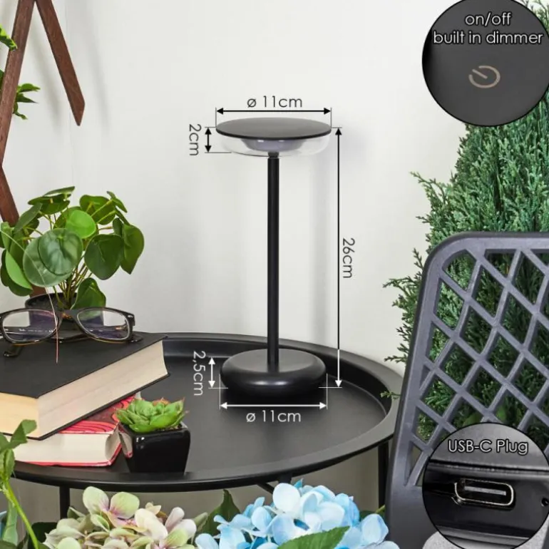 Lampe à poser Baigorrita LED Noir, 1 lumière