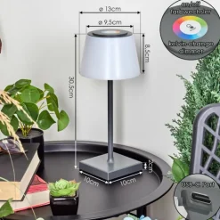 Lampe à poser Burzaco LED Anthracite, 1 lumière, Changeur de couleurs