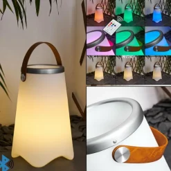 Lampe à poser Chilar LED Brun, Blanc, 1 lumière, Télécommandes, Changeur de couleurs