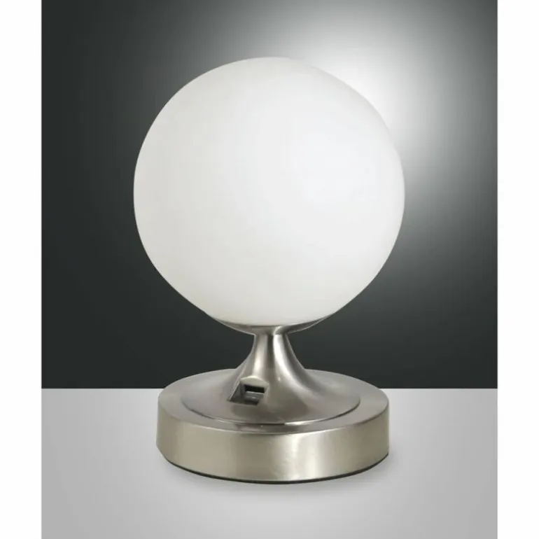 Lampe à poser Fabas Luce Perla Nickel brillant, 1 lumière