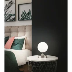 Lampe à poser Fabas Luce Perla Nickel brillant, 1 lumière