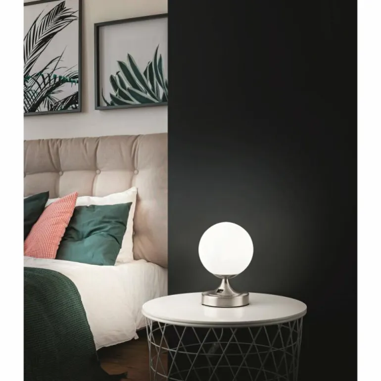 Lampe à poser Fabas Luce Perla Nickel brillant, 1 lumière