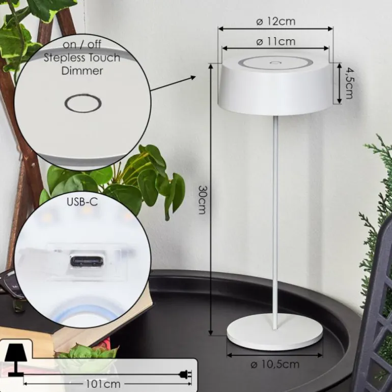 Lampe à poser Kouvi LED Blanc, 1 lumière