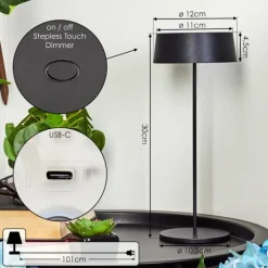 Lampe à poser Kouvi LED Noir, 1 lumière