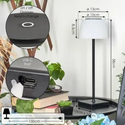Lampe à poser Longchamps LED Noir, 1 lumière