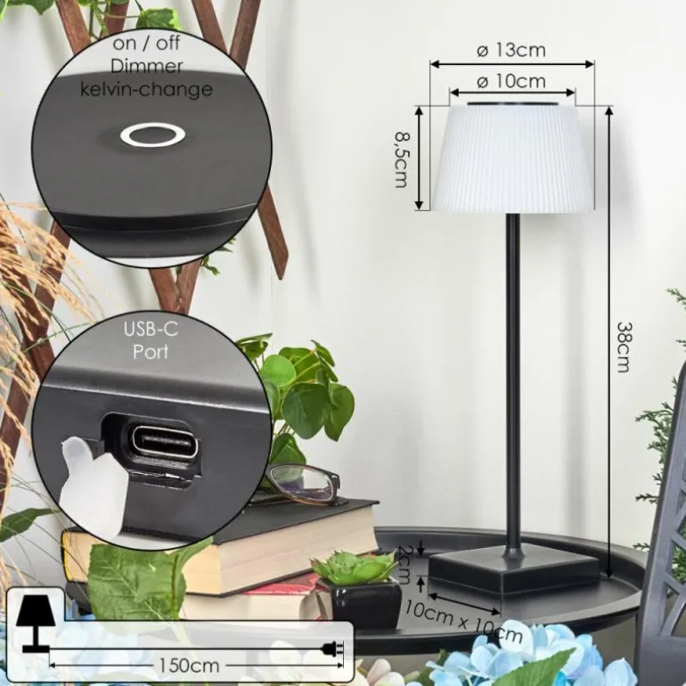 Lampe à poser Longchamps LED Noir, 1 lumière