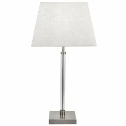 Lampe à poser Searchlight SIENA Nickel mat, Transparent, Blanc, 1 lumière
