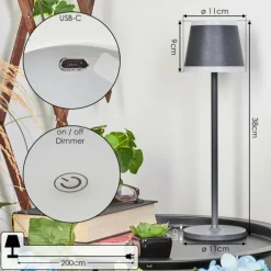 Lampe à poser Walt LED Anthracite, 1 lumière