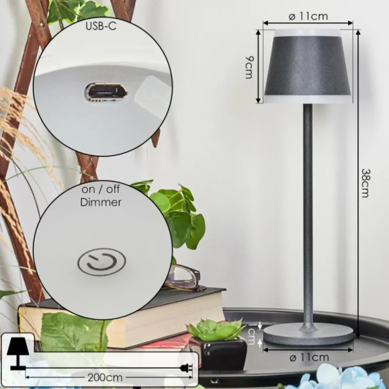 Lampe à poser Walt LED Anthracite, 1 lumière
