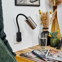 lampe à prise électrique Javel Noir, 1 lumière