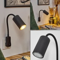 lampe à prise électrique Javel Noir, 1 lumière