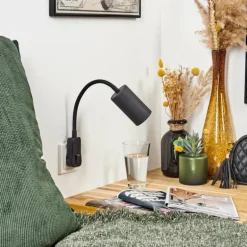 lampe à prise électrique Javel Noir, 1 lumière