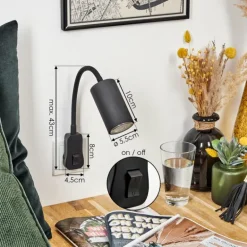 lampe à prise électrique Javel Noir, 1 lumière