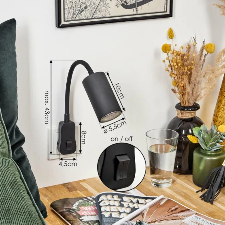 lampe à prise électrique Javel Noir, 1 lumière