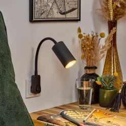 lampe à prise électrique Javel Noir, 1 lumière