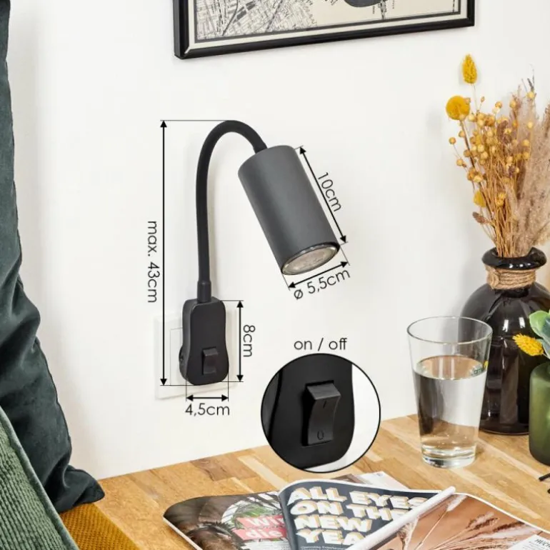 lampe à prise électrique Javel Noir, 1 lumière