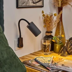 lampe à prise électrique Javel Noir, 1 lumière