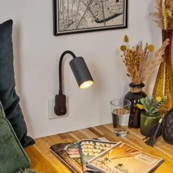 lampe à prise électrique Javel Noir, 1 lumière