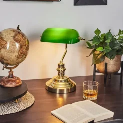 Lampe de banquier verte Or, Vert, Laiton, 1 lumière