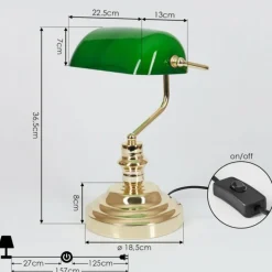 Lampe de banquier verte Or, Vert, Laiton, 1 lumière