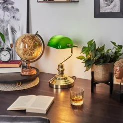Lampe de banquier verte Or, Vert, Laiton, 1 lumière