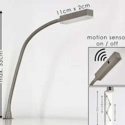 Lampe de chevet Alamo Nickel mat, 1 lumière, Détecteur de mouvement
