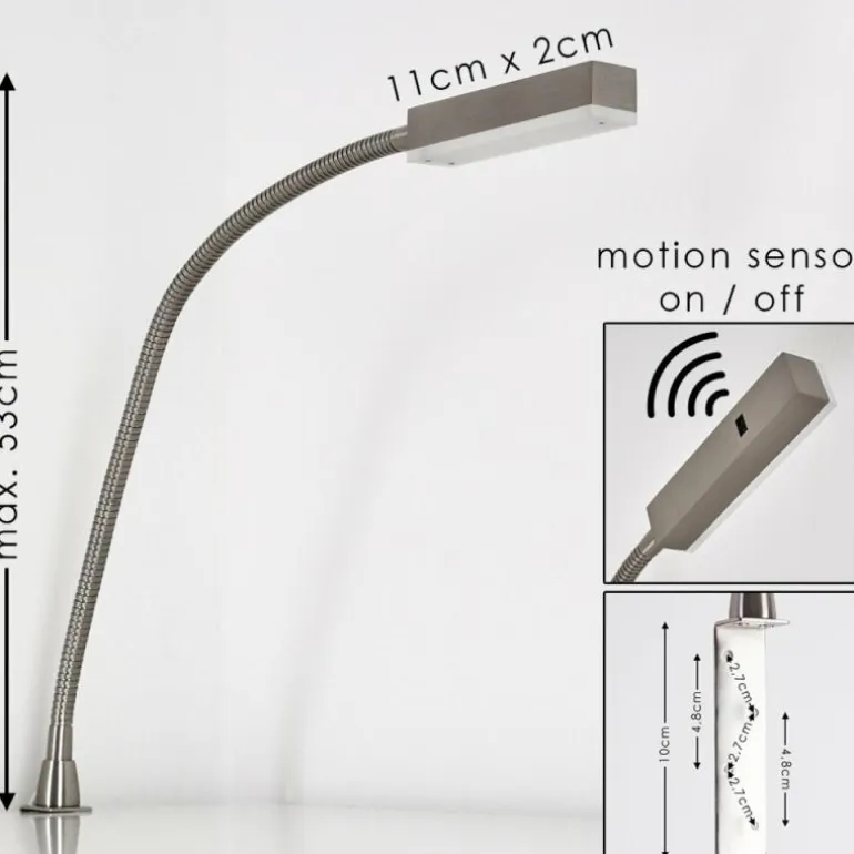 Lampe de chevet Alamo Nickel mat, 1 lumière, Détecteur de mouvement