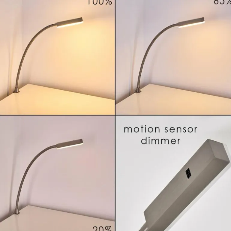 Lampe de chevet Alamo Nickel mat, 1 lumière, Détecteur de mouvement