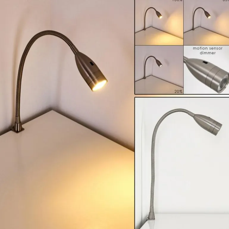 Lampe de chevet Alsea LED Nickel mat, 1 lumière, Détecteur de mouvement