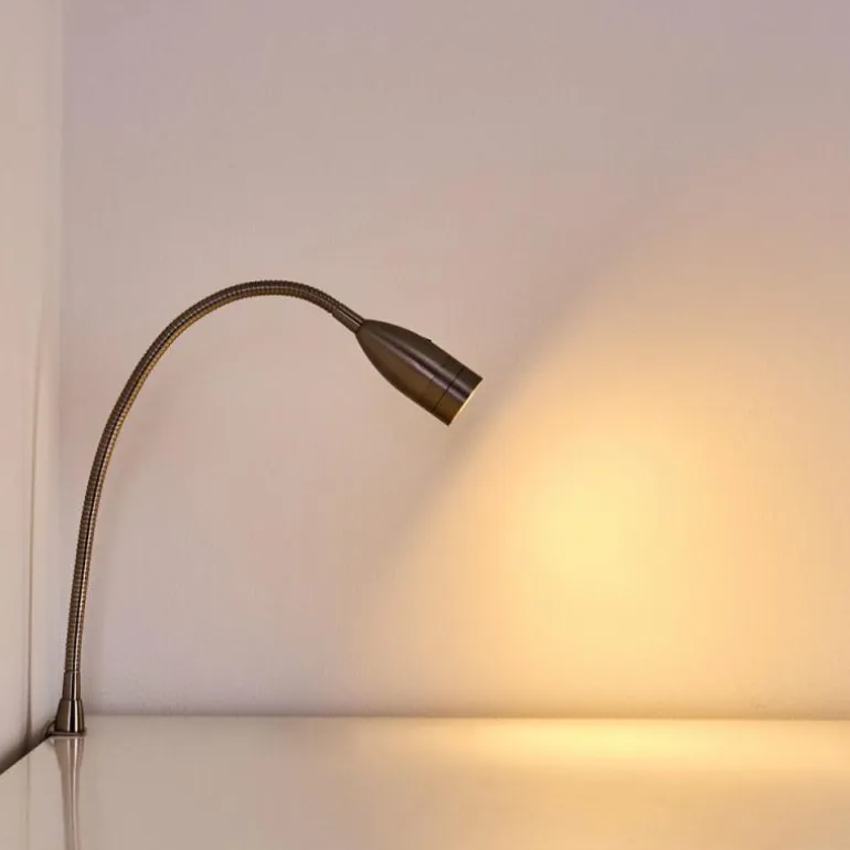 Lampe de chevet Alsea LED Nickel mat, 1 lumière, Détecteur de mouvement