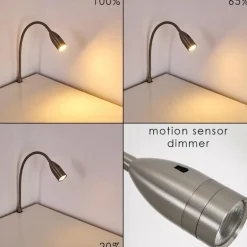 Lampe de chevet Alsea LED Nickel mat, 1 lumière, Détecteur de mouvement